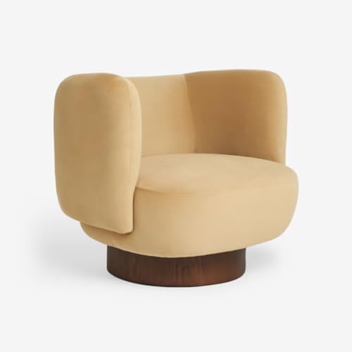 Image of Kingsman Furnitures Nova Swivel Accent Arm Chair for Home | Bedroom, Living, Dining & Drawing Room | Ultra Soft and Comfortable (Soft Caramel Brown Velvet)