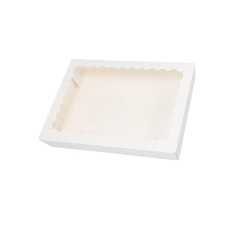 20 Pack Cake Boxes, 14 Inch Cake Box, 14x10x2.5 Square Bakery Boxes with Window: Large White Disposable Cake Boxes Ideal for Cake, Cookies, Pies, Cupcakes & Pastries Perfect for Weddings (white)