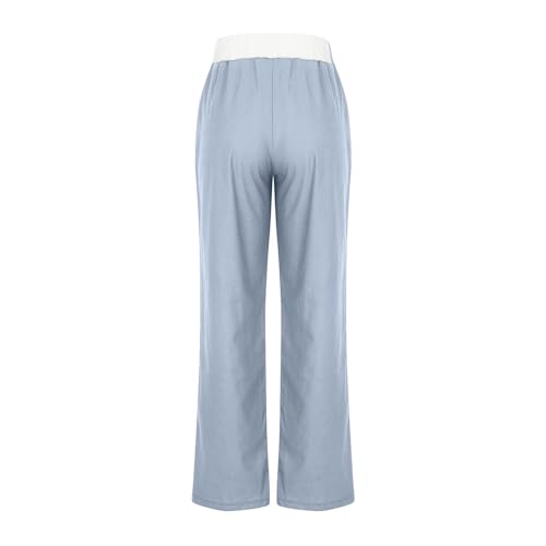 Straight Leg Pants for Women Dressy Casual 2024 Elastic High Waist Sweatpants Long Lounge Pant Trousers with Pockets4