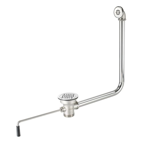 FSE 373-KR-22-507 Twist and Lever Drain Repair Kit, Twist Waste Drain with Overflow Head and Elbow, 3-1/2 in Drain, 2 in NPS Male x 1-1/2 in Female, Stainless Steel Strainer and Flange