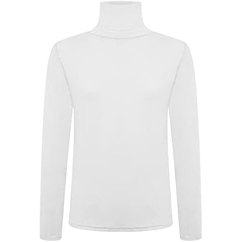 Loxdonz Girls Long Sleeve Turtleneck Tee Shirt Kids Casual High Neck Tops T-Shirts (3 Toddler-13 Years) (3-4 Years, White) Cover