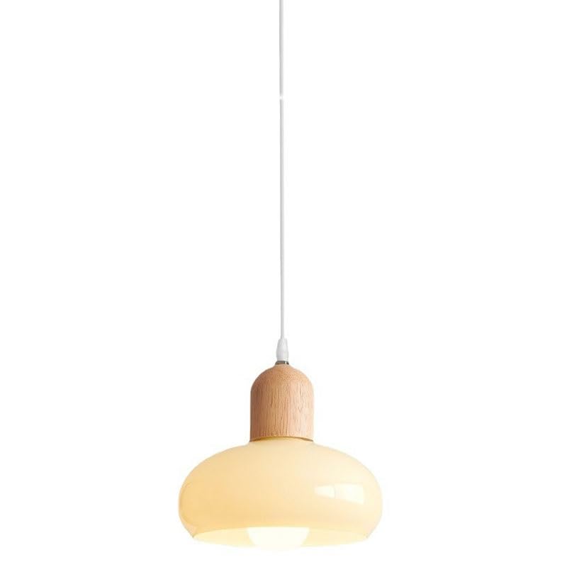 Suspension Crème en Bois E27 pour Salle à Manger et Chambre