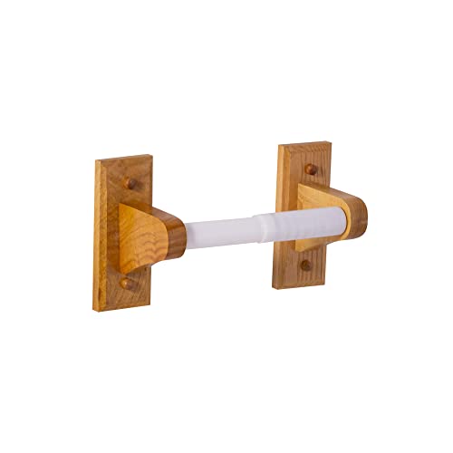 Design House Dalton Toilet Paper Holder Fits Mega Rolls Standard Wall Mount Easy Installation Wood Honey Oak 6.14 in W x 3.62 in H x 5 in L Item 561209