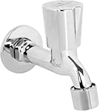 Stainless Steel Brass Disc Jazz Long Body Bib Cock Tap with Wall Flange for Bathroom& Kitchen (Standard; Silver)