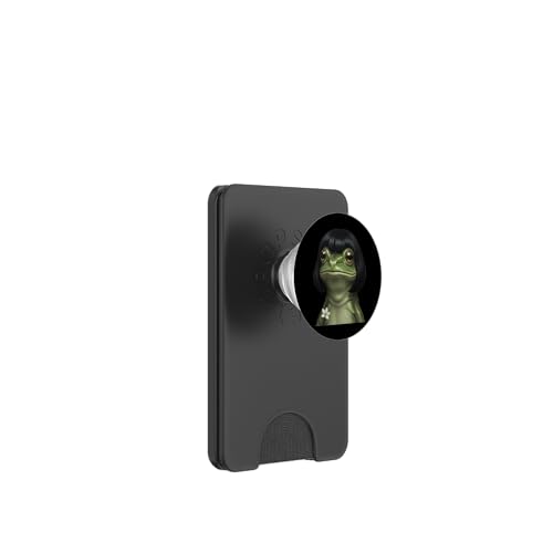 Frog Grumpy Frog Portrait, Bob Haircut Frog Art, Whimsical PopSockets