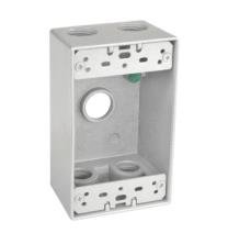 Sealproof 1-Gang 5 1/2" Hole Weatherproof Rectangular Horizontal Electrical Outlet Box with 5 Outlet Holes, Five 1/2-Inch Holes, Single Gang, UL Listed
