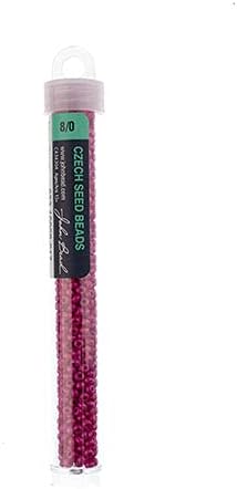 John Bead Czech Glass Seed Beads 8/0, Terra Intensive Pink 22g Vial of DIY Jewelry Making Beads Preciosa (Jablonex)