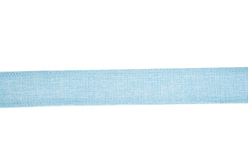 Meedee Light Blue Wired Ribbon 1.5 Inch Wired Edge Blue Burlap Roll Baby Blue Burlap Ribbon Blue Ribbon For Baby Shower, Wreath, Gift Wrapping, Garland, Bows Making, Swag, Home Decor (10 Yards) #TOP5