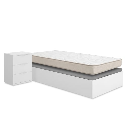 DEKIT - Pack Ahorro Juvenil Canapé Nest con mesita y con 1 Colchón viscoelástico Nova 90x190cm