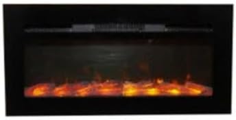 Front view of the Tiara Innoflame Electric Fireplace with glowing log bed and flames.