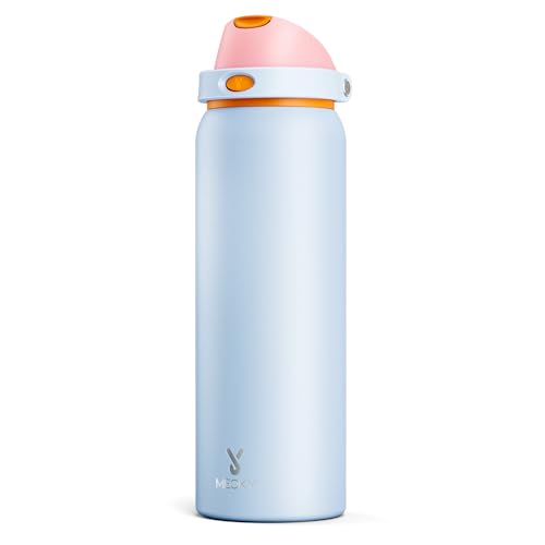 Image of 40 oz Insulated Water Bottle with Straw: Meoky Stainless Steel Metal Water Bottle with 2-in-1 Lid - Leak Proof, Cold for 24 Hours, Protective Silicone Base, BPA-Free for Gym Sports, Periwinkle