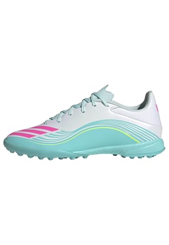 adidas Unisex-Adult F50 Messi League Turf, White/Lucid Pink/Flash Aqua, 7.5 - image 1