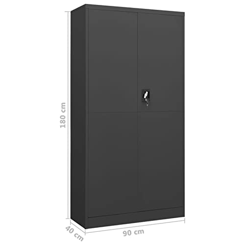 Gecheer-Armario-de-Taquilla-con-2-Puertas-y-4-Estantes-Armario-Multifuncion-Organizador-de-Almacenamiento-de-Acero-Gris-Antracita-90x40x180-cm