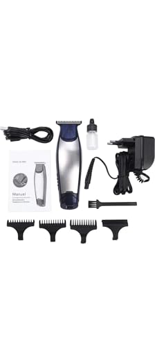 Image of Gemmy GM -6025 Rechargeable Hair Trimmer with 3 Limit Combs, 1mm 2mm 3mm Guards, Silver and Blue, Model GM-6025