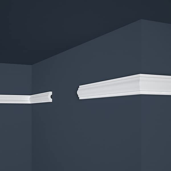 PROVISTON | Moldura decorativa | Poliestireno | 18 x 38 x 2000 mm | Blanco | Moldura de pared | Pintable | Fácil de instalar | De alta calidad | Estable y ligera | 2 metros