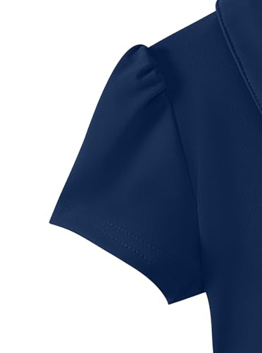 Hilinker Toddler Girls Heart Print Uniform Dresses Cute Ruffle Short Sleeve Polo Dress4