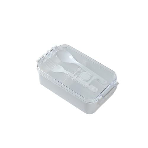 弁当箱 ランチボックス 1段 450ml 大容量 お弁当箱 べんとう箱 おべんとう箱 フルーツボックス 和風 食器付き ?量 仕切付き 電子レンジ対応 冷蔵庫対応 アウトドア キャンプ ピクニック 通勤 ? (ホワイト)