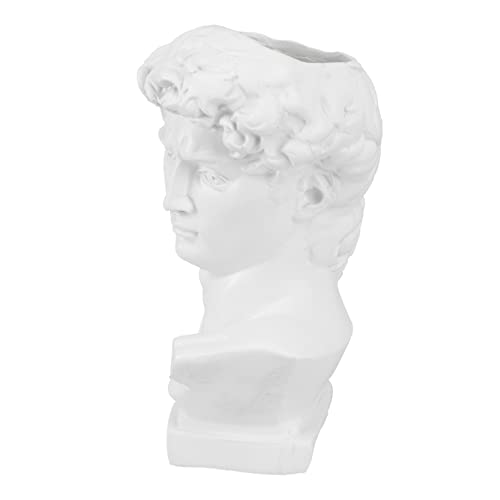 Happyyami Vaso Statua Bianco Porta Pennelli Trucco David Testa David Busto Statua Busto di David Scultura Statua del Busto di David Vaso per Fioriera Scultura Resina Succoso Bianca Mulino