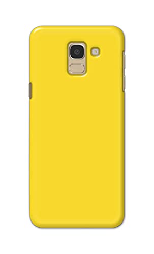 Image of Printed Hard Back Cover Case for Samsung Galaxy J6 | Samsung Galaxy On6 Back Cover (Plain Yellow) -1803
