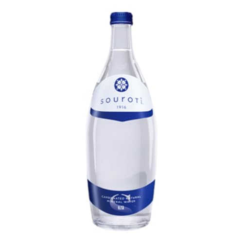 Souroti Natural Sparkling Mineral Water 750ml Glass Bottle | Naturally Carbonated Beverage from Greece | Crisp, Clean & Refreshing Taste
