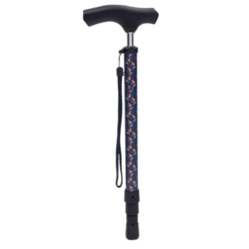 MAS QUE AYUDAS – Bastón Telescópico Extensible Easy, Plegado Rápido sin Esfuerzo, Altura Ajustable 74-91 cm, Puño de Madera, Bastón para Caminar y Pasear, 320 g, Azul