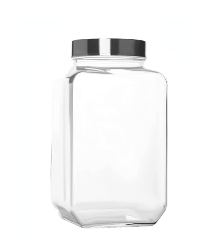 Image of 3 Litre Cube Glass Jar (3000 ml) with Airtight Lid | Large Storage Container for Pickles & Kitchen Essentials (2)