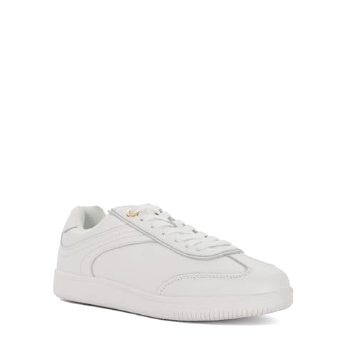 Dune London Ladies EMILIAS Leather Lace-Up Trainers Size UK 8 White