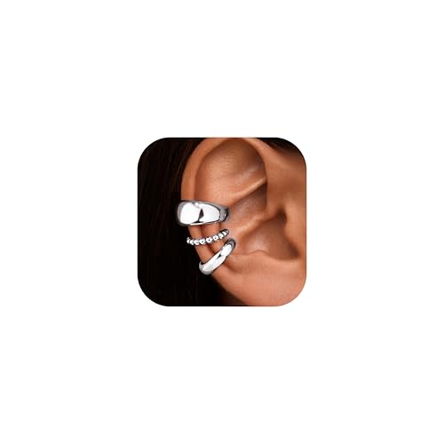 YADOCA Pendientes Oreja Sin Agujero Mujer Ajustables Clip Hipoalergénicos Falsos Helix Cartílago Pendientes sin Agujero Plata