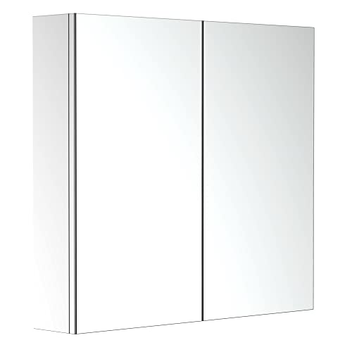 Armadietto a specchio portaoggetti WC, Mobiletto Bagno, Mobile da parete dim. 60 x 12 x 55 cm in acciaio inox.