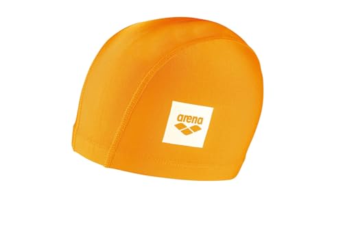 Arena Unix II Classic Fabric Swim Cap Lightweight Textile Swimming Cap Headcover for Men and Women Fitness Swimming, Orange, One Size