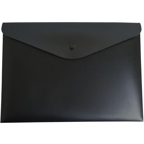 Pasta Malote, Dello, A4, Preto, com Botão, Pacote com 10 Unidades