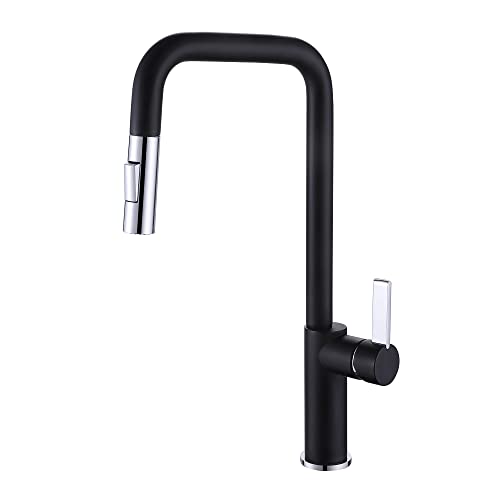 Sumerain Robinet de cuisine haute pression noir robinet de cuisine avec douchette extensible, mitigeur de cuisine à levier unique en laiton pivotant à 360° Cover