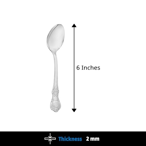 Image of Culinex Premium 18 /8 Stainless Steel 6 inch Dessert Spoon Set of 6 for Dining Table, Kitchen | Silver Rustproof Flatware, Tableware Cutlery By thinKitchen (Fest)