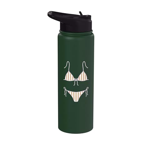 Striped Bikini Illustration Beach Swimwear Summer Graphic Stainless Steel Insulated Water Bottle