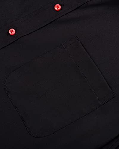 Alimens & Gentle Mens Short Sleeve Dress Shirts Wrinkle Free Solid Casual Button Down Shirts with Pocket, Black Red, Medium - Image 5