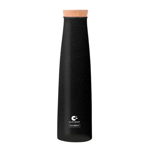 Image of Clay Craft Vacbott Chariott Cork Single Walled Non Insulated Stainless Steel Water Bottle, 900ml (Black Matt)