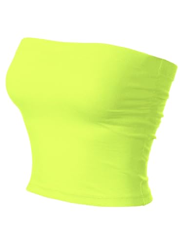 MixMatchy Women's Basic Tube Tops Built in Shelf Bra Strapless Crop Tops Bandeau Sexy Summer Outfits