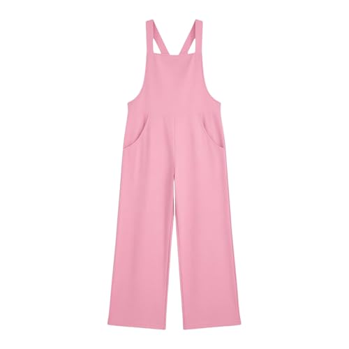 Generisch Pelele para niñas 2026 con bolsillos, cómodo traje de juego para niños pequeños, Rosa., 7-8 años