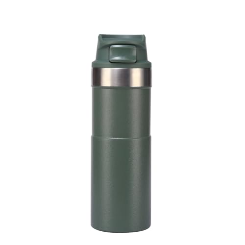 MAXFOREST16OZ Trigger Action Travel Mug - 500ml BPA Free Insulated Stainless Steel Coffee Tumbler, Leak-Proof Wide Mouth Design for Commuters, Sports & Outdoor Enthusiasts (Green)