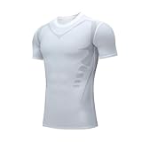 Smatstyle Kompressionsshirt Kurzarm Herren kurzärmliges Funktionsshirt Trainingsshirt Fitness Compression T-Shirt Atmungsaktives Laufshirt (DE/NL/SE/PL, Alphanumerisch, L, Regular, Regular, Weiß)