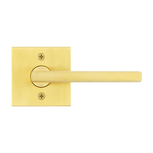 Kwikset 97200-923 Halifax Interior Passage Door Handle, Lever For Closet And Hallway Doors, Reversible Non-Locking Handle Lever, Satin Brass thumb #3