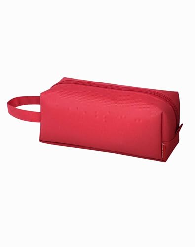 Image of Fmeida Pencil Case Pouch - Water Resistant Pencil Pouch Portable Pencil Bag Simple Office Stationery Pouch with Handle Christmas Gifts - Red