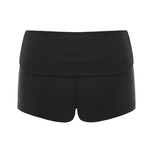 Image of Women Fold Over Mini Shorts Y2K Lounge Pajama Bottoms Low Rise Booty Shorts