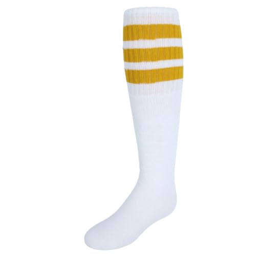 Jefferies Socks Kid's Striped Knee-High Tube Socks (1 Pair), Large (Shoe Sizes 6-9), Yellow