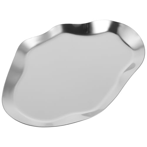 TOVINANNA Stainless Steel Decorative Tray 6.9In Jewellery Dish Cosmetics Organizer Small Storage Tray for Bathroom Tabletop Fruit Dessert Serving