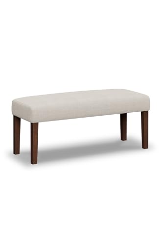 FAGAGA 44" Bedroom Bench, Fabric End of Bed Bench, Entryway Benches, Upholstered Ottoman Bench with Wood Legs for Kitchen, Indoor, Living Room and Hallway (Beige)