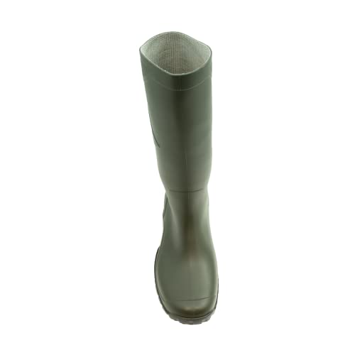 DUNLOP Dane Wasserdichte Gartenstiefel für Damen und Herren – Gummistiefel mit weicher Zehenkappe – Regenstiefel mit weitem Schaft zum Angeln – Aus PVC gefertigt – Grün/Schwarz - Größe 38 bis 47