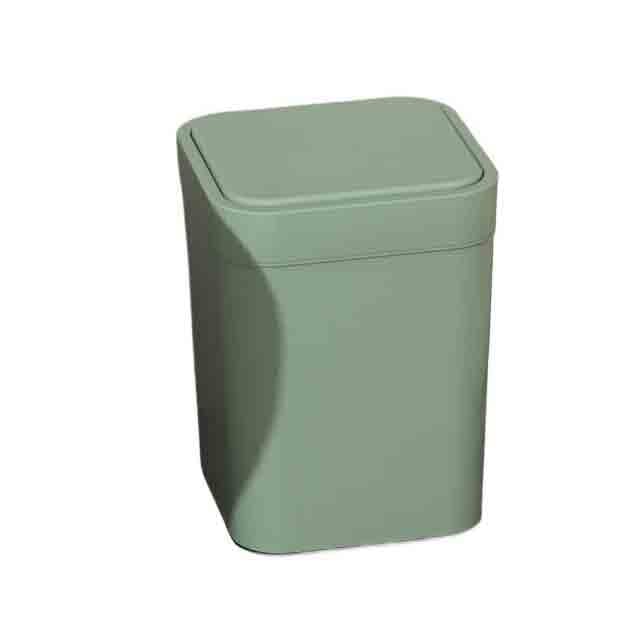 Pattumiera Domestica Con Coperchio Quadrato A Scomparsa Bottone Ufficio(Green)
