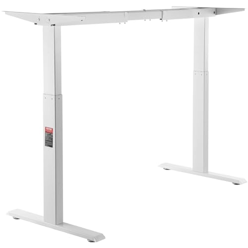 VEVOR Cadre de Bureau Debout Double Moteur, Hauteur réglable 70-117 cm, Pieds de Bureau d'ordinateur électrique, Longueur 110-178 cm, Base de Poste de Travail pour la Maison, Cadre Uniquement, Blanc