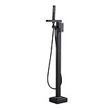 JiaYouJia Freestanding Bathtub Faucet Black Tub Filler with Handshower Single Handle Tub Faucet for